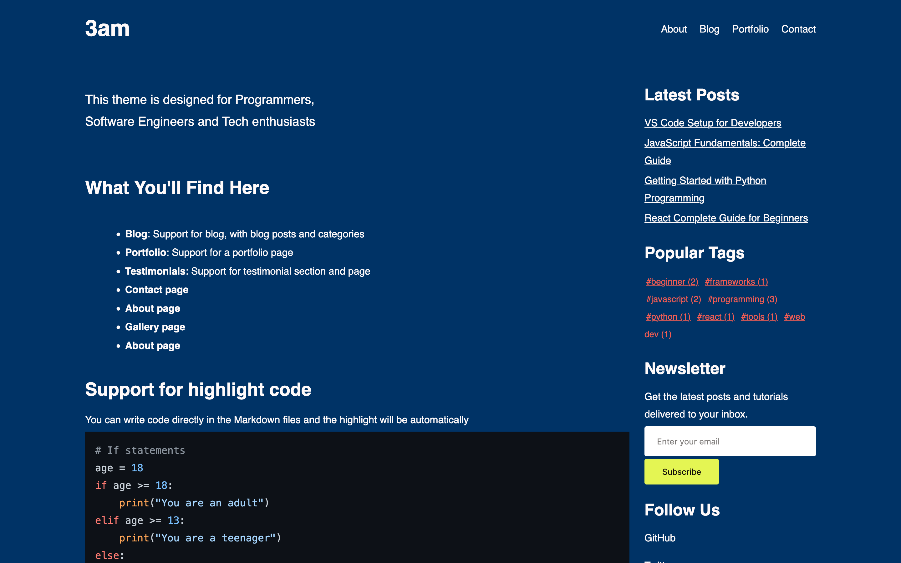 Screenshoot of 3am theme